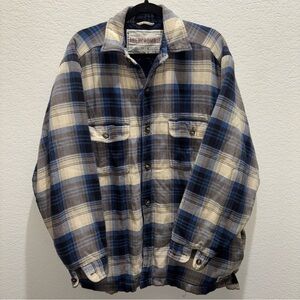Abercrombie & Fitch Men's Navy and Cream Plaid Shirt Jacket